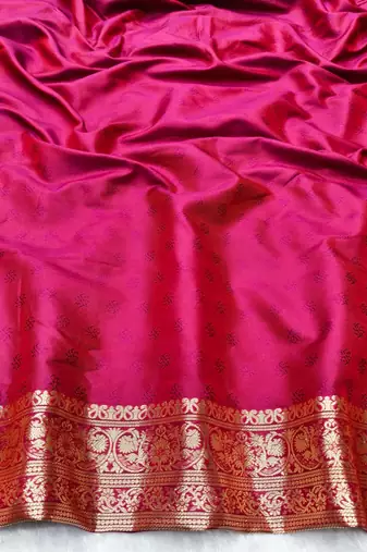 Wine zari woven silk traditional saree with blouse piece