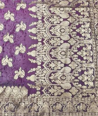 Wine zari woven silk traditional saree with blouse piece 5