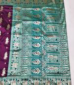 Wine zari woven baluchari silk traditional saree with blouse piece