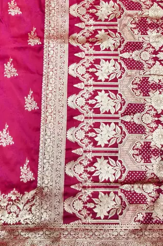 Wine zari woven silk traditional saree with blouse piece