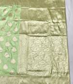 Light green zari woven banarasi silk traditional saree with blouse piece