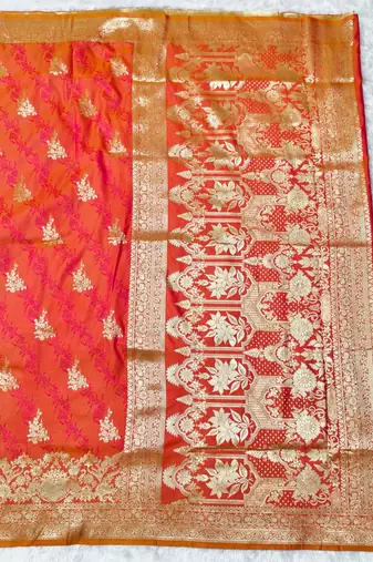 Rani zari woven banarasi silk traditional saree with blouse piece