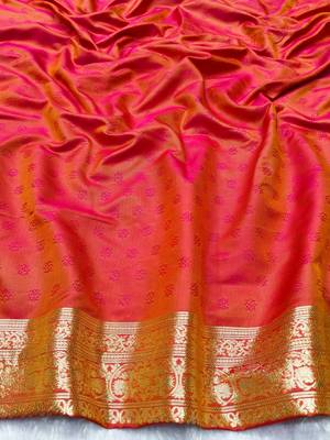 Rani zari woven banarasi silk traditional saree with blouse piece 3
