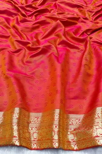Rani zari woven banarasi silk traditional saree with blouse piece