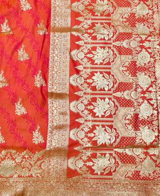 Rani zari woven banarasi silk traditional saree with blouse piece 4