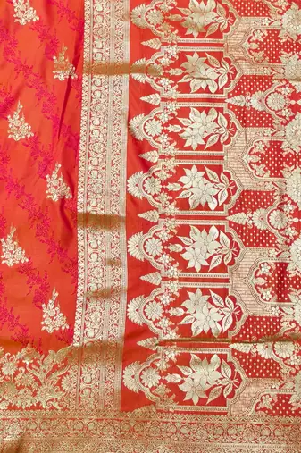 Rani zari woven banarasi silk traditional saree with blouse piece