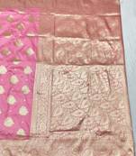 Pink zari woven banarasi silk traditional saree with blouse piece