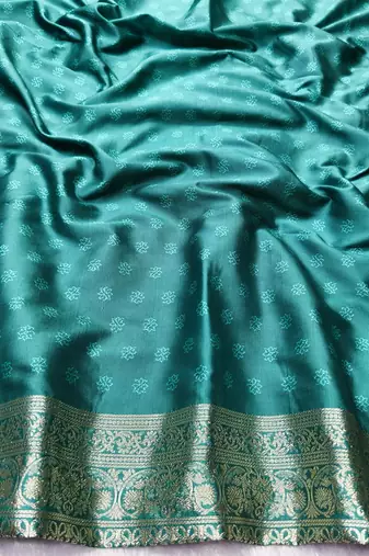 Blue zari woven silk traditional saree with blouse piece