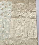 Cream zari woven banarasi silk traditional saree with blouse piece