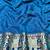 Blue zari woven baluchari silk traditional saree with blouse piece