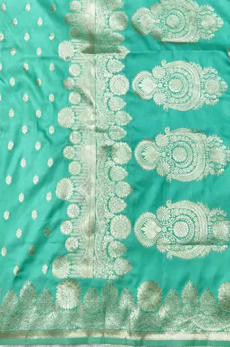 Light blue woven silk traditional saree with blouse piece