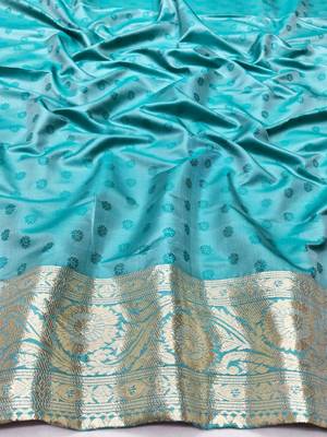 Blue zari woven banarasi silk traditional saree with blouse piece 3