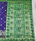 Purple zari woven baluchari silk traditional saree with blouse piece