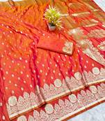Rani zari woven banarasi silk traditional saree with blouse piece