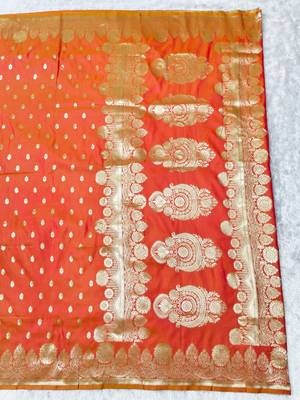 Rani zari woven banarasi silk traditional saree with blouse piece 2
