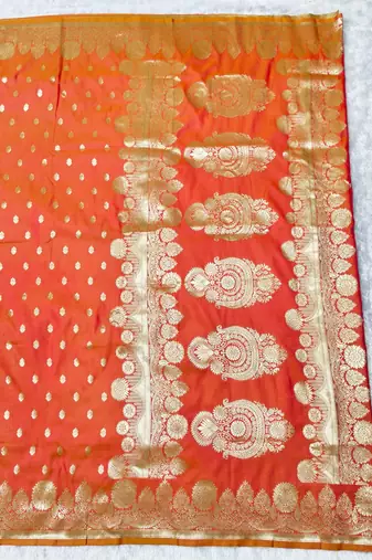 Rani zari woven banarasi silk traditional saree with blouse piece