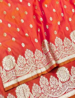 Rani zari woven banarasi silk traditional saree with blouse piece 3