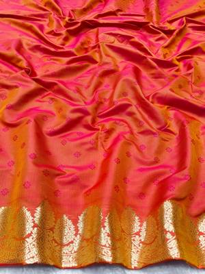 Rani zari woven banarasi silk traditional saree with blouse piece 4