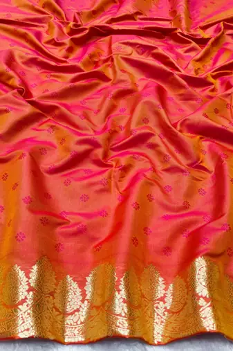 Rani zari woven banarasi silk traditional saree with blouse piece