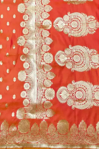Rani zari woven banarasi silk traditional saree with blouse piece