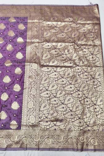 Wine zari woven banarasi silk traditional saree with blouse piece