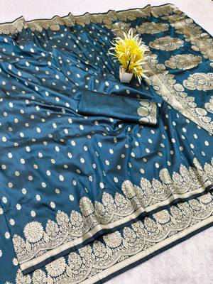 Morpich zari woven silk traditional saree with blouse piece 1