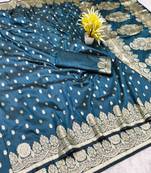 Morpich zari woven banarasi silk traditional saree with blouse piece