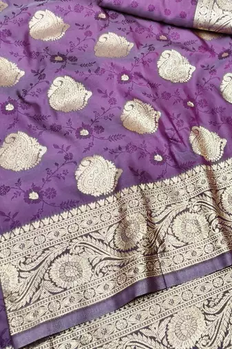 Wine zari woven banarasi silk traditional saree with blouse piece