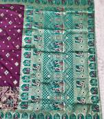 Wine zari woven baluchari silk traditional saree with blouse piece