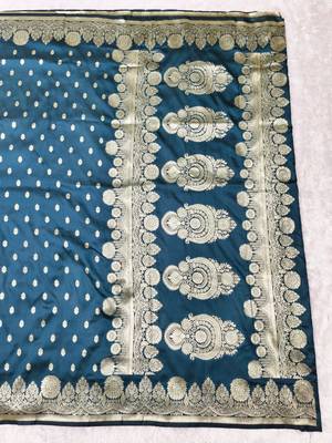 Morpich zari woven silk traditional saree with blouse piece 2