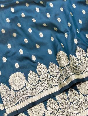 Morpich zari woven silk traditional saree with blouse piece 3