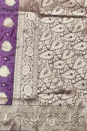 Wine zari woven banarasi silk traditional saree with blouse piece