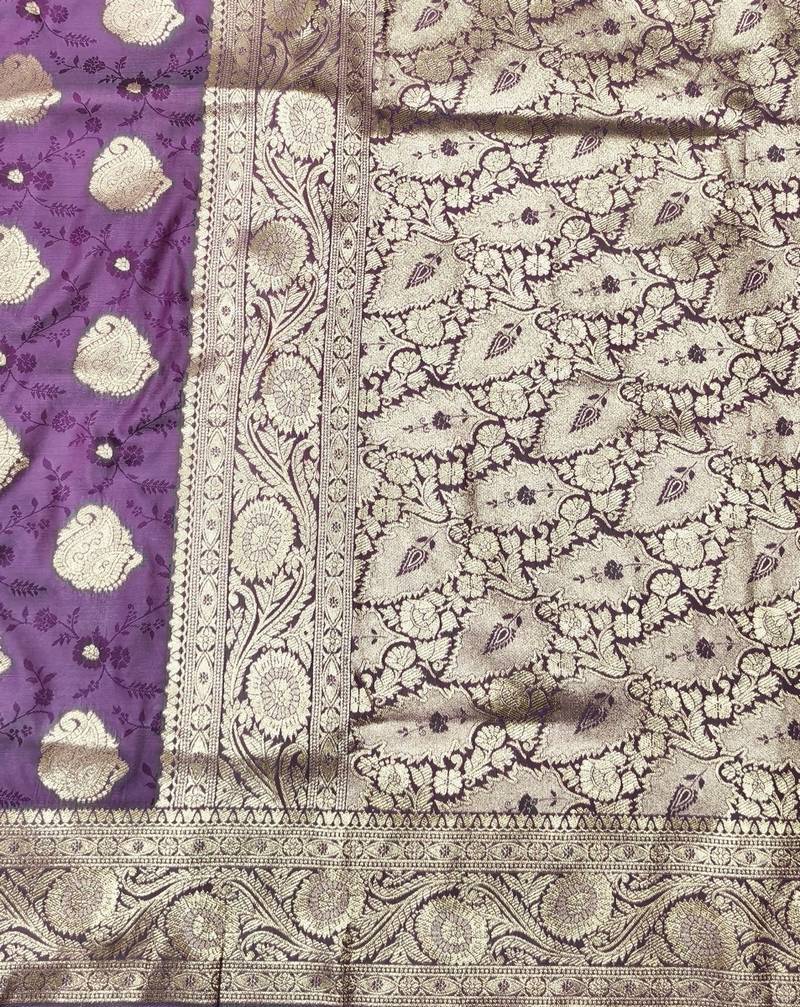 Wine zari woven banarasi silk traditional saree with blouse piece