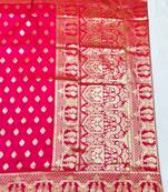Pink zari woven banarasi silk traditional saree with blouse piece