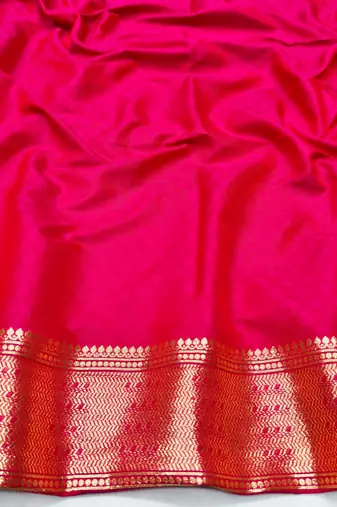 Pink zari woven banarasi silk traditional saree with blouse piece