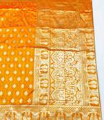 Orange zari woven banarasi silk traditional saree with blouse piece