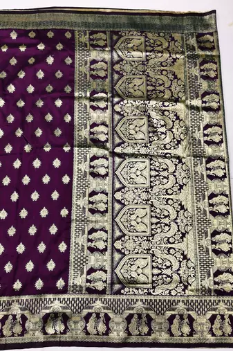 Wine zari woven silk traditional saree with blouse piece