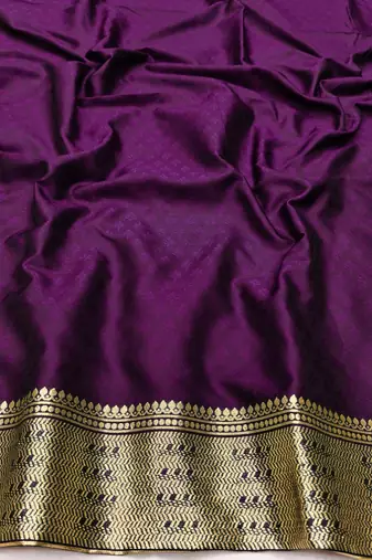 Wine zari woven silk traditional saree with blouse piece