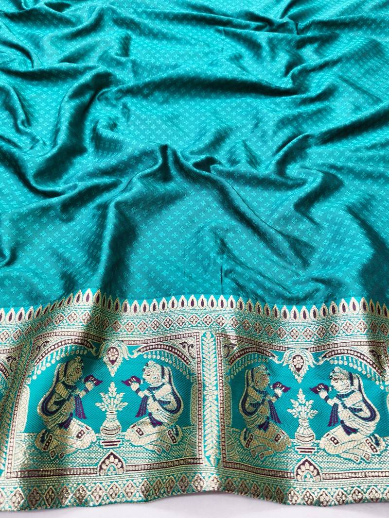 Wine zari woven baluchari silk traditional saree with blouse piece