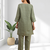 Women's linen pista green embroidered short kurta with pant