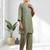 Women's linen pista green embroidered short kurta with pant