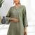 Women's linen pista green embroidered short kurta with pant