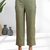 Women's linen pista green embroidered short kurta with pant