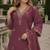 Purple roman silk stitched plazzo suit with embroidery & sequence work