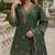 Green roman silk stitched plazzo suit with embroidery & sequence work