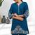 Women's linen teal embroidered short kurta with pant