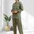 Women's linen pista green embroidered short kurta with pant