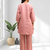 Women's linen pink embroidered short kurta with pant