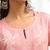 Women's linen pink embroidered short kurta with pant