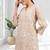 Women's linen beige embroidered short kurta with pant